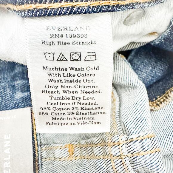 Everlane High Rise Straight Medium Wash Denim Jeans Size 31 Ankle - Picture 7 of 8